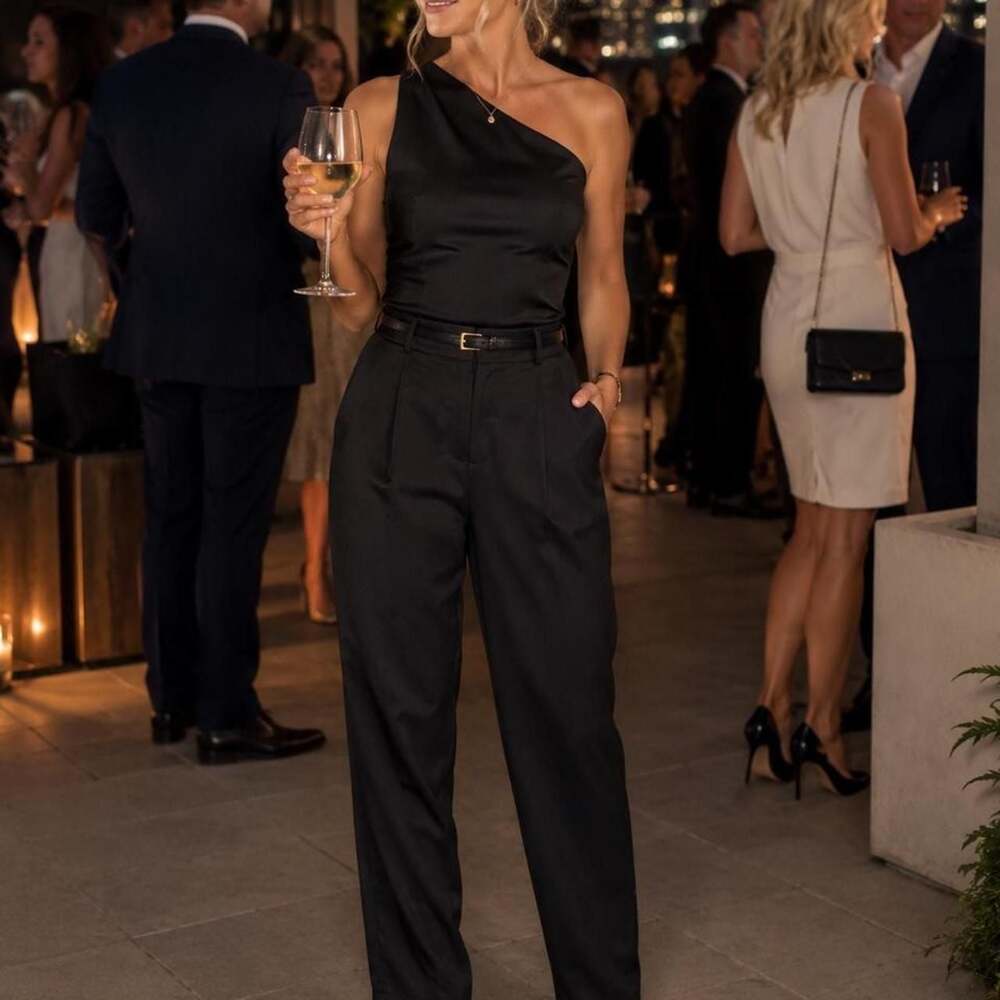 LOFT Black Satin High Rise Tapered Dress Pants Size 12 Tall